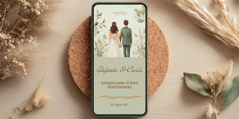Matrimonio moderno con elementi digitali